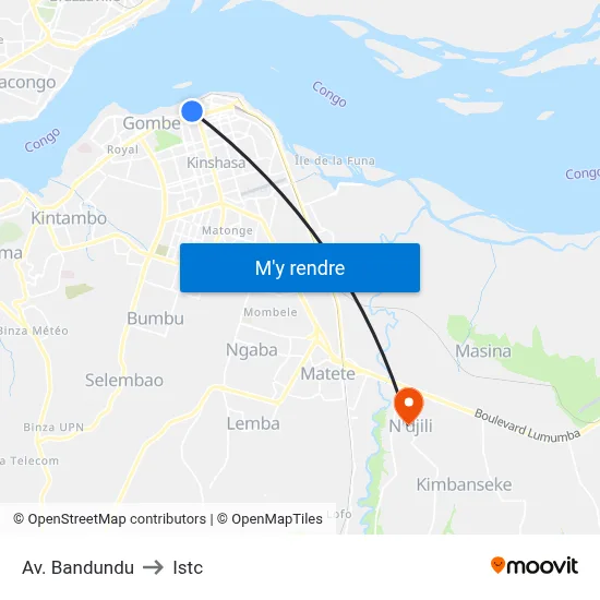 Av. Bandundu to Istc map