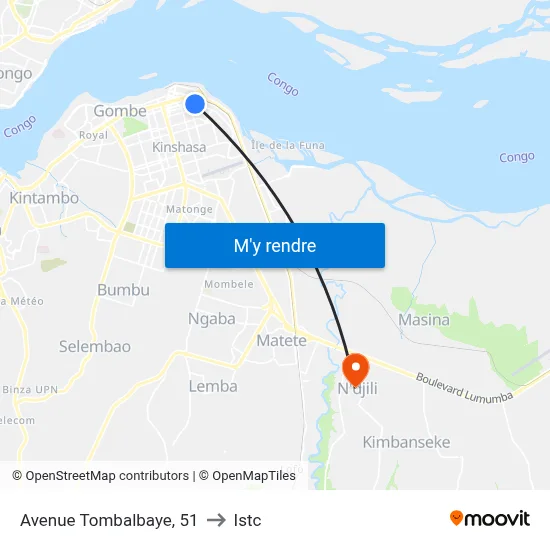 Avenue Tombalbaye, 51 to Istc map