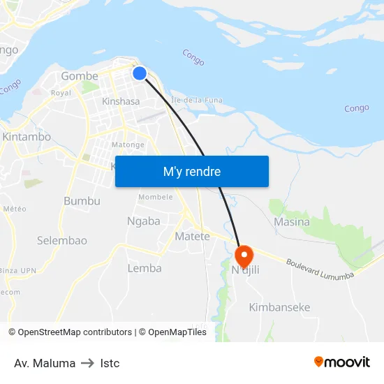 Av. Maluma to Istc map