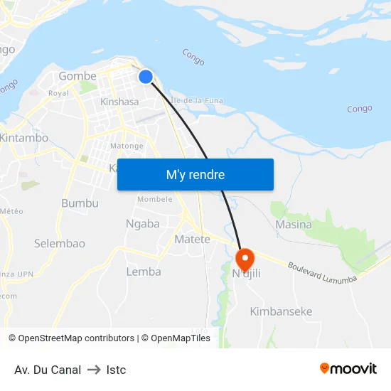 Av. Du Canal to Istc map