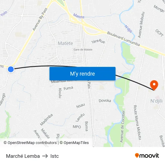 Marché Lemba to Istc map