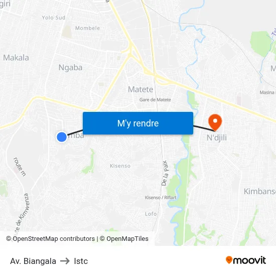 Av. Biangala to Istc map