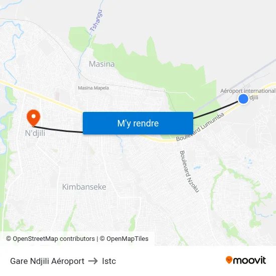 Gare Ndjili Aéroport to Istc map