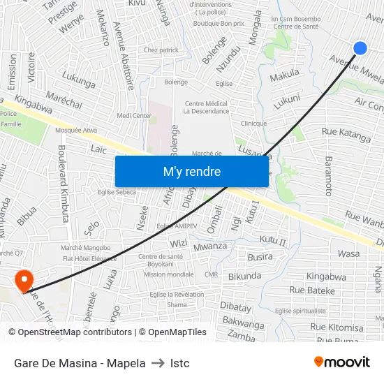 Gare De Masina - Mapela to Istc map