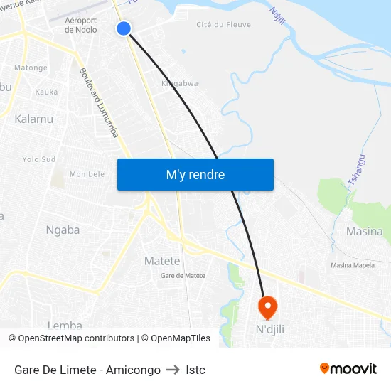 Gare De Limete - Amicongo to Istc map