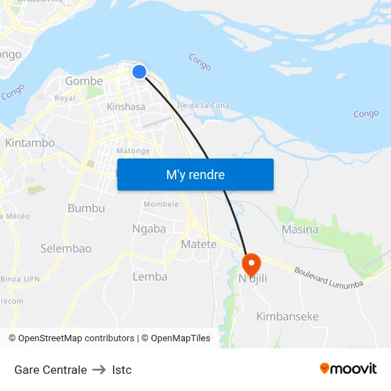Gare Centrale to Istc map