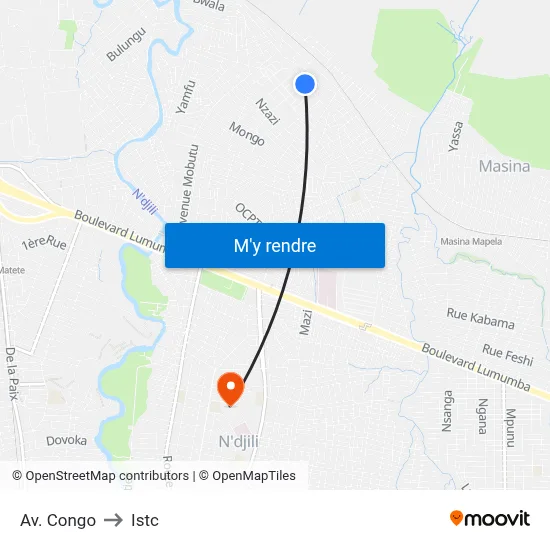 Av. Congo to Istc map