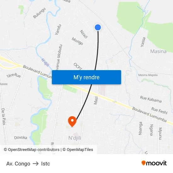 Av. Congo to Istc map