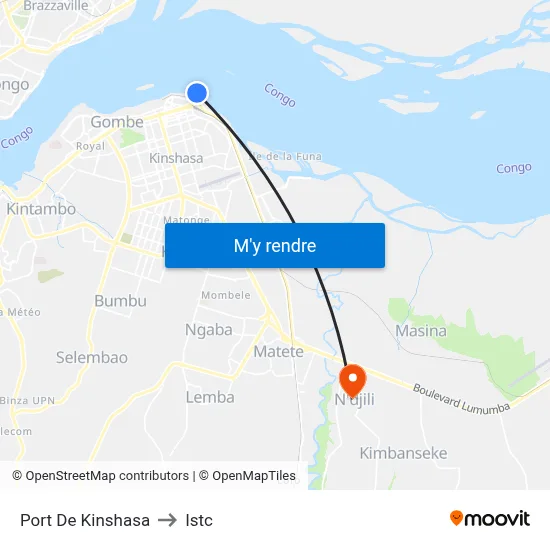 Port De Kinshasa to Istc map