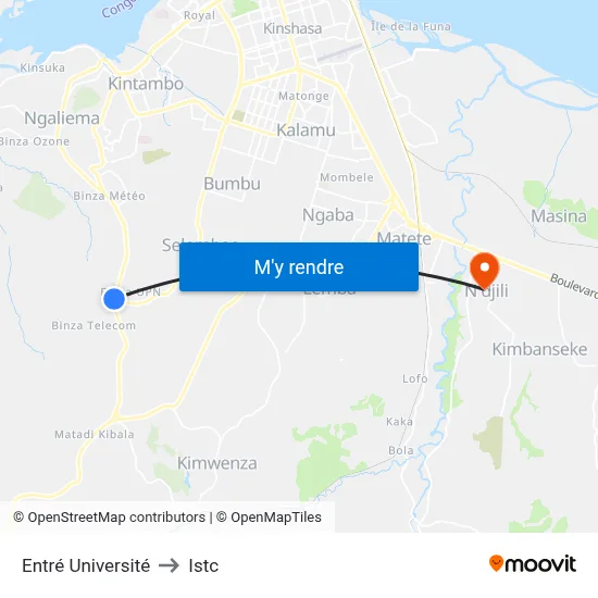 Entré Université to Istc map
