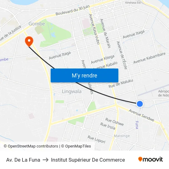 Av. De La Funa to Institut Supérieur De Commerce map
