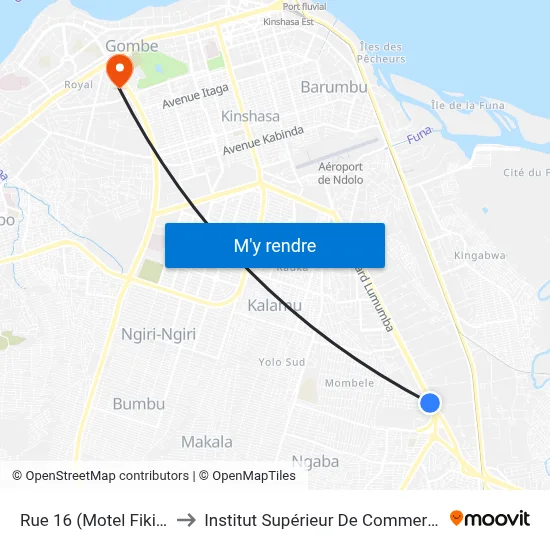 Rue 16 (Motel Fikin) to Institut Supérieur De Commerce map