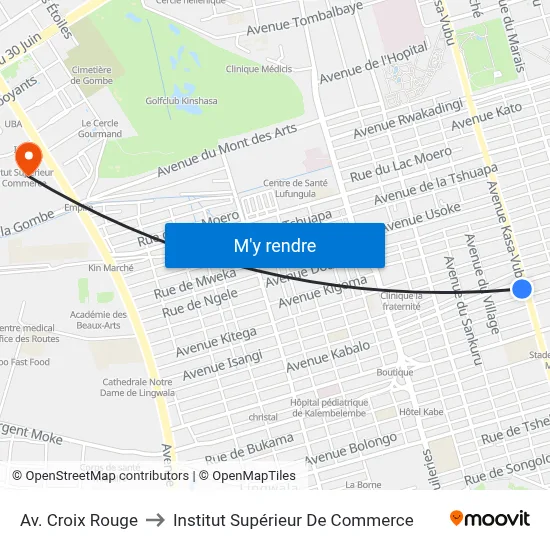 Av. Croix Rouge to Institut Supérieur De Commerce map