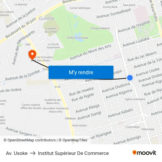 Av. Usoke to Institut Supérieur De Commerce map