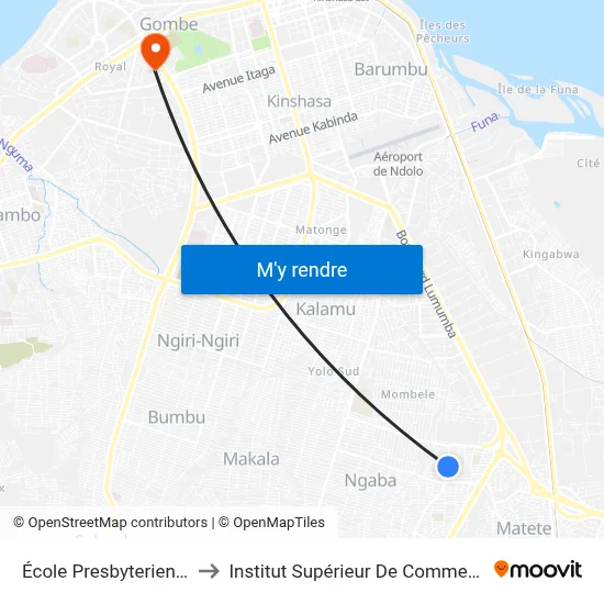 École Presbyterienne to Institut Supérieur De Commerce map