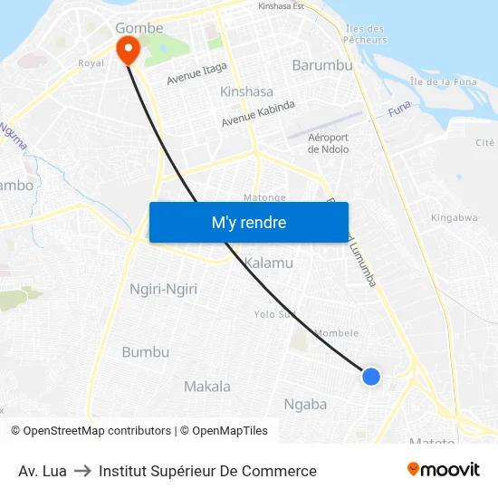 Av. Lua to Institut Supérieur De Commerce map