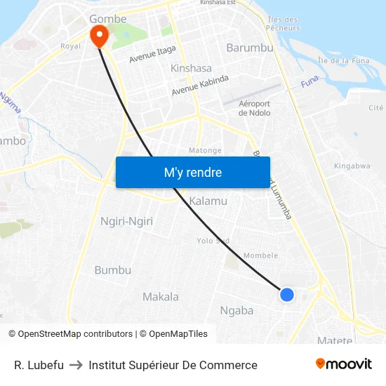 R. Lubefu to Institut Supérieur De Commerce map