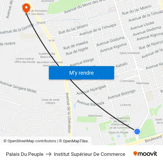 Palais Du Peuple to Institut Supérieur De Commerce map