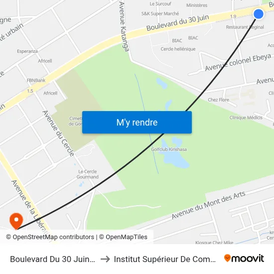 Boulevard Du 30 Juin, 130 to Institut Supérieur De Commerce map