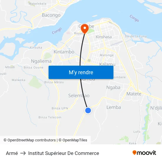 Armé to Institut Supérieur De Commerce map