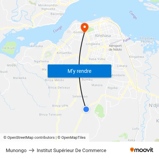Munongo to Institut Supérieur De Commerce map