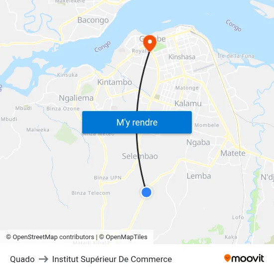 Quado to Institut Supérieur De Commerce map