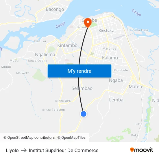 Liyolo to Institut Supérieur De Commerce map