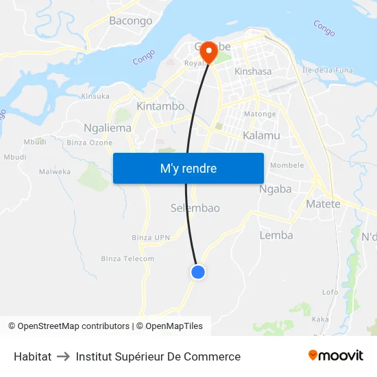 Habitat to Institut Supérieur De Commerce map