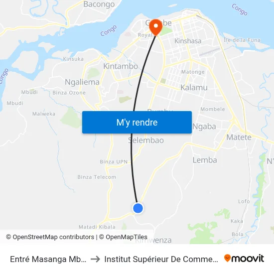 Entré Masanga Mbila to Institut Supérieur De Commerce map