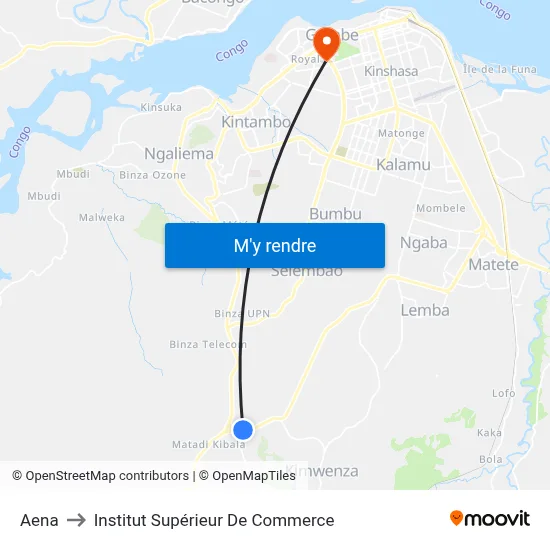 Aena to Institut Supérieur De Commerce map