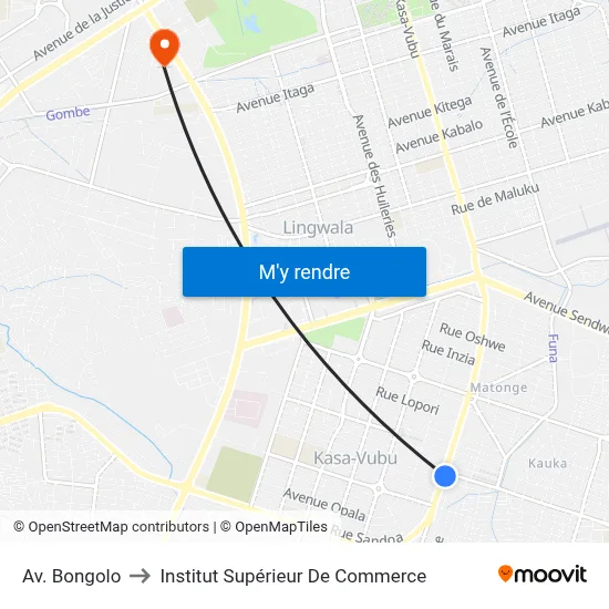 Av. Bongolo to Institut Supérieur De Commerce map