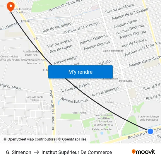 G. Simenon to Institut Supérieur De Commerce map