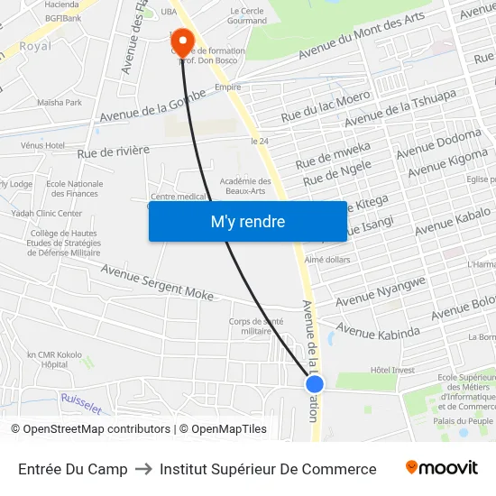 Entrée Du Camp to Institut Supérieur De Commerce map