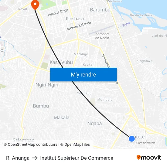 R. Anunga to Institut Supérieur De Commerce map