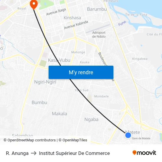 R. Anunga to Institut Supérieur De Commerce map