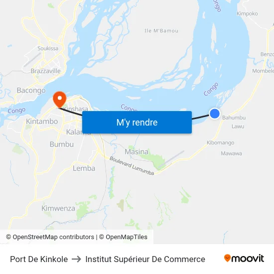 Port De Kinkole to Institut Supérieur De Commerce map