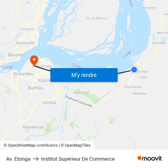 Av. Etonga to Institut Supérieur De Commerce map