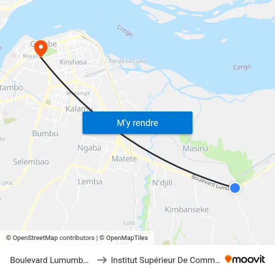 Boulevard Lumumba, 11 to Institut Supérieur De Commerce map