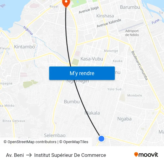 Av. Beni to Institut Supérieur De Commerce map