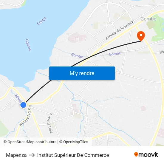 Mapenza to Institut Supérieur De Commerce map
