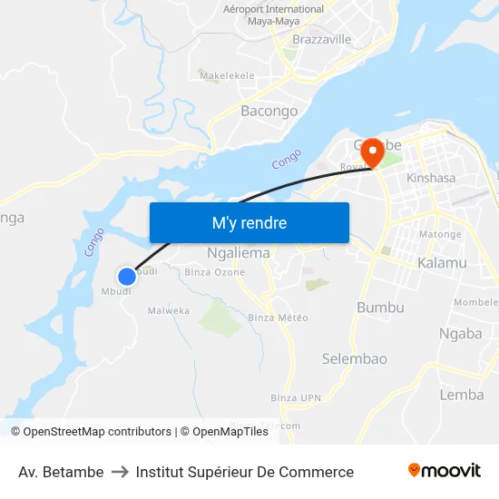 Av. Betambe to Institut Supérieur De Commerce map