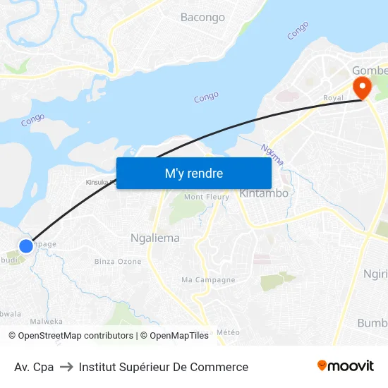 Av. Cpa to Institut Supérieur De Commerce map