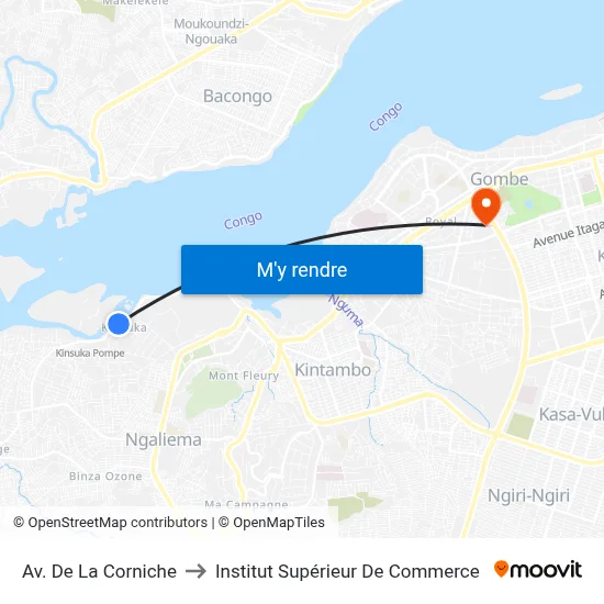 Av. De La Corniche to Institut Supérieur De Commerce map