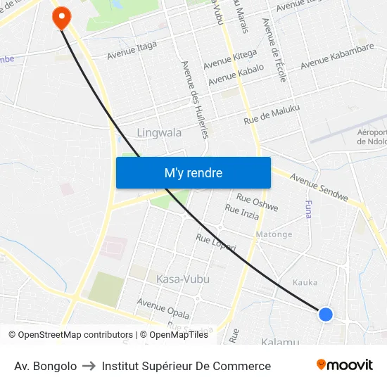 Av. Bongolo to Institut Supérieur De Commerce map