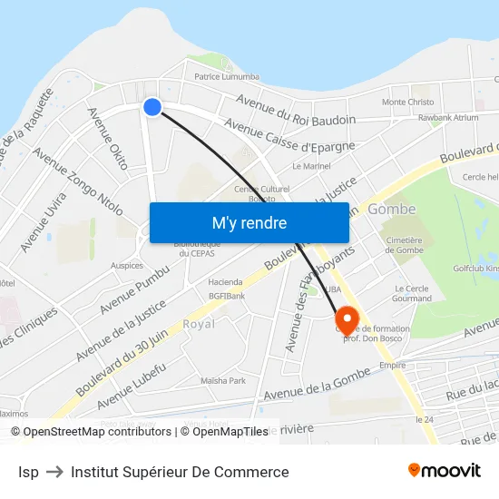 Isp to Institut Supérieur De Commerce map