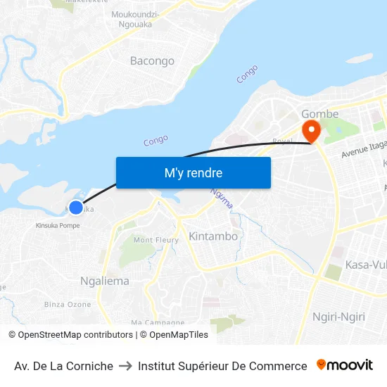Av. De La Corniche to Institut Supérieur De Commerce map