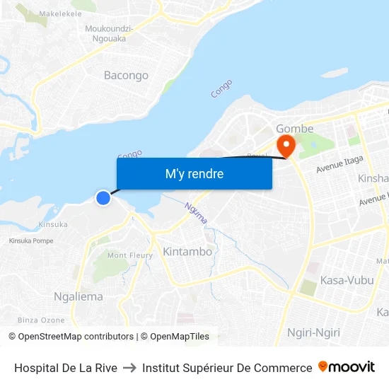 Hospital De La Rive to Institut Supérieur De Commerce map