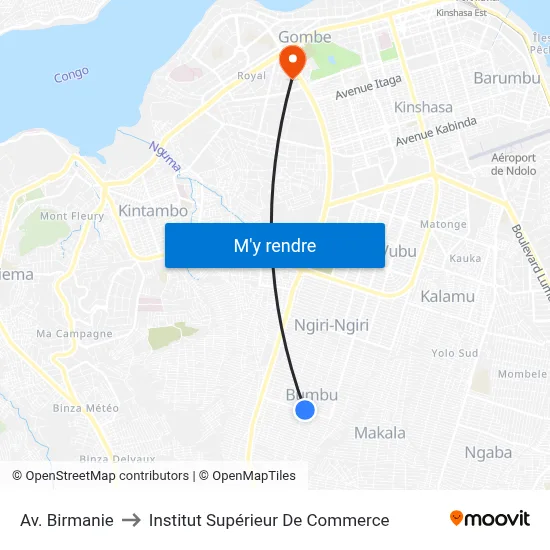 Av. Birmanie to Institut Supérieur De Commerce map
