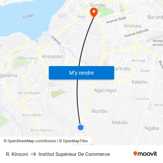 R. Kinzoni to Institut Supérieur De Commerce map