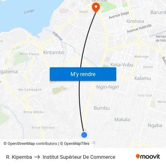 R. Kipemba to Institut Supérieur De Commerce map